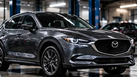 سيارة مازدا CX-5 رمادية داخل ورشة صيانة مازدا